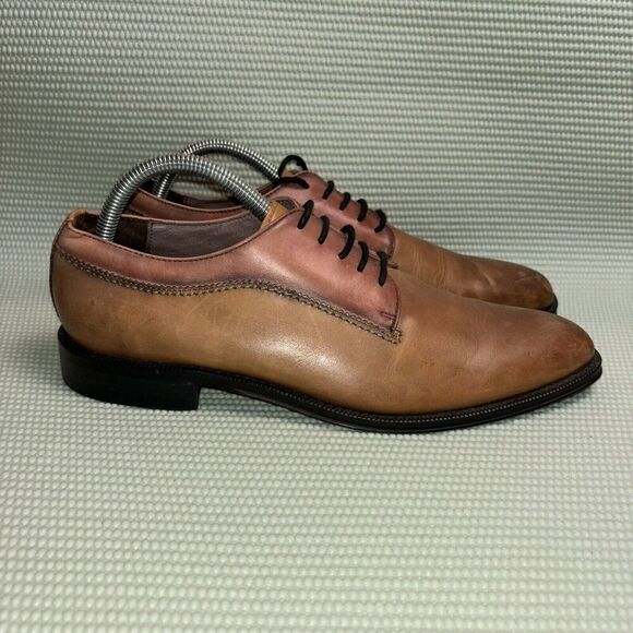 Marco Vittorio Chestnut Leather Lace-Up Oxfords Shoes Men’s Size 8.5 105404 - Picture 1 of 10